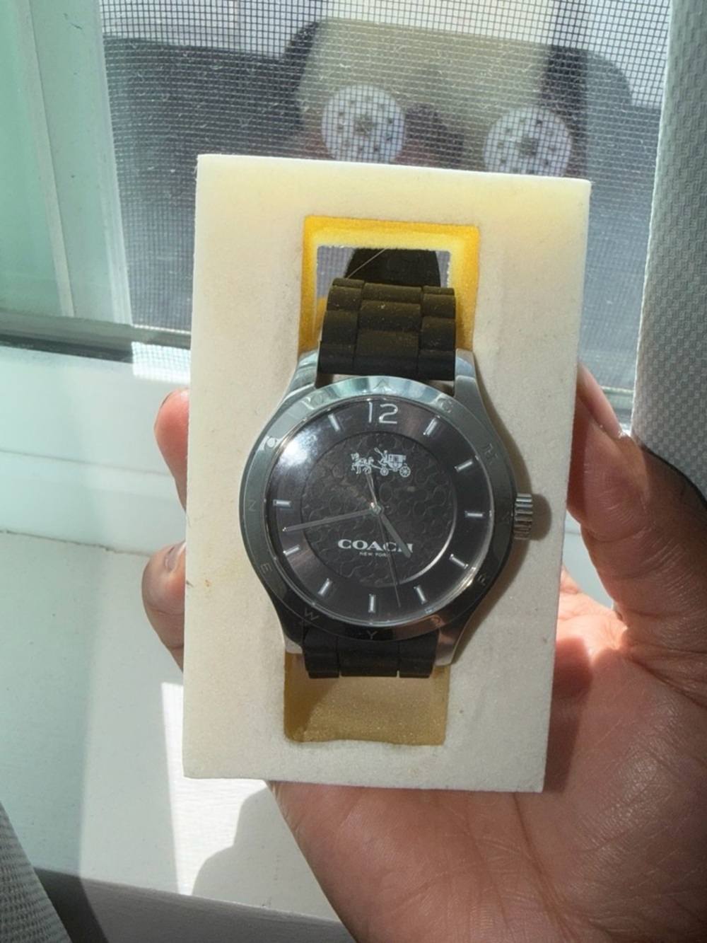 Coach Men's Black Dial Stainless Steel Watch with Black Strap